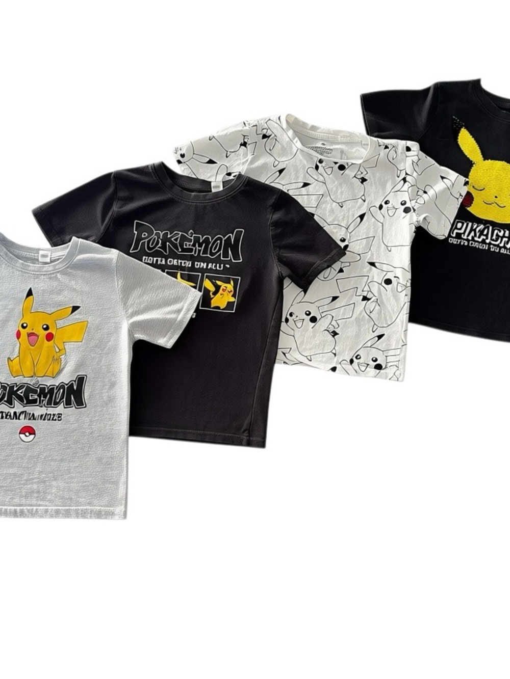 H&M Pokémon Pikachu Short Sleeve Tee Set - Black, White, Yellow